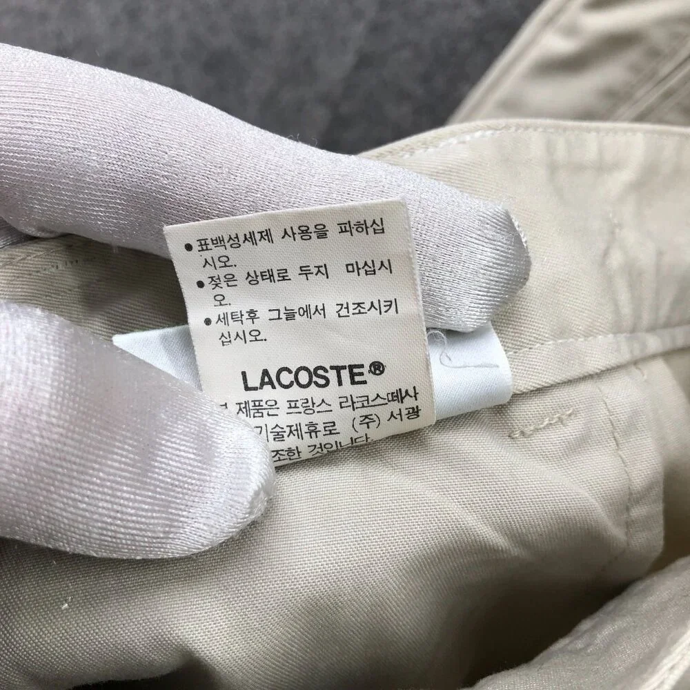 Vintage Lacoste Chino Pants Mens 32x27‎ Beige Tapered Leg Performance Golf